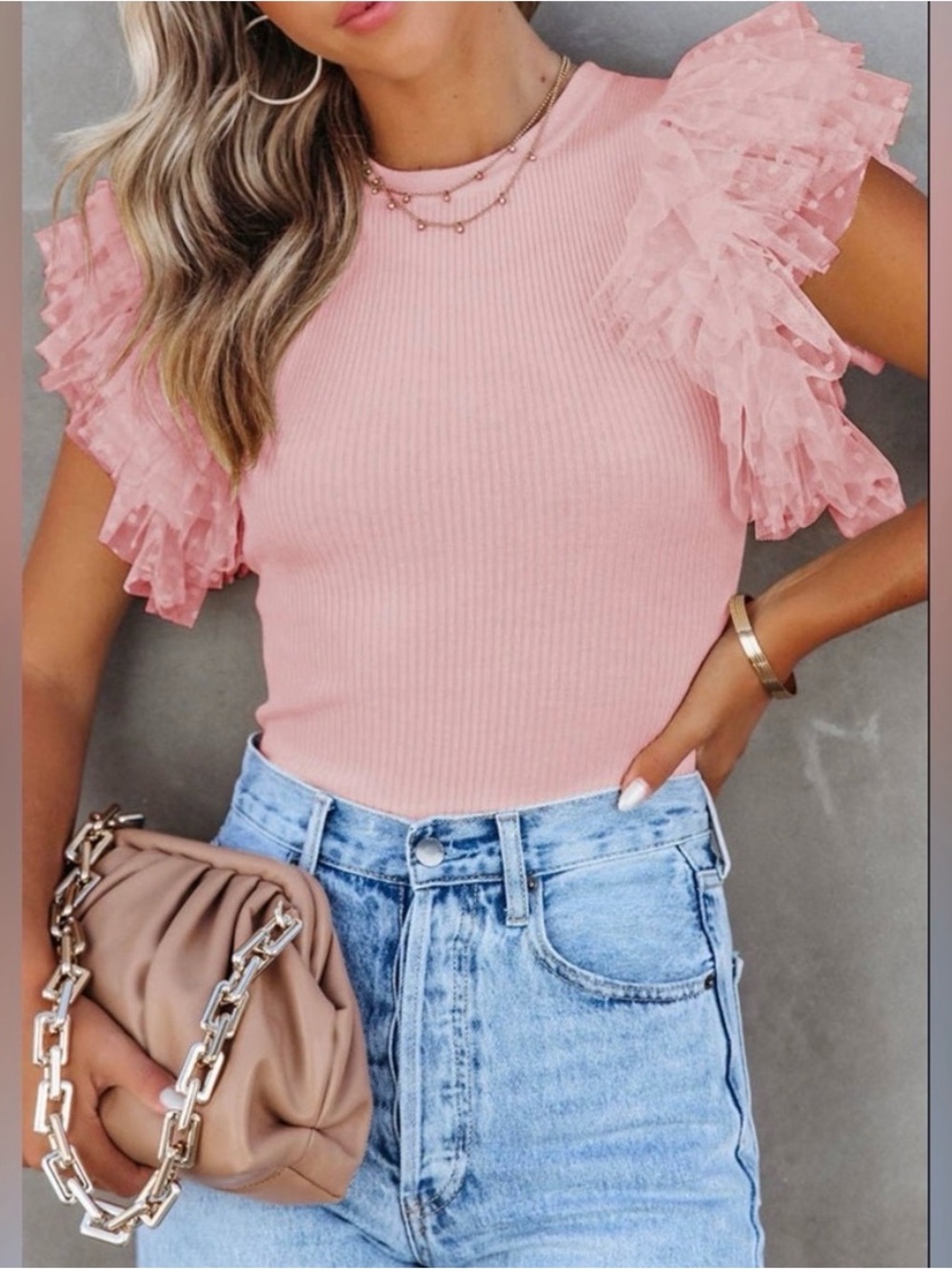 🌸TRACIES PINK LACE PUFF SHORT SLEEVE TEE SHIRT SIZE SMALL🌸